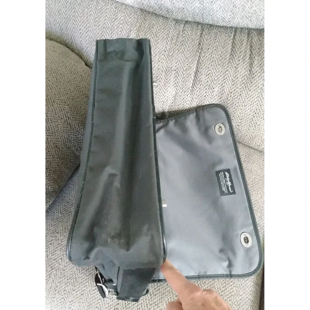 Eddie Bauer Messenger Laptop Bag Travel Carry-on Luggage Gray Briefcase READ